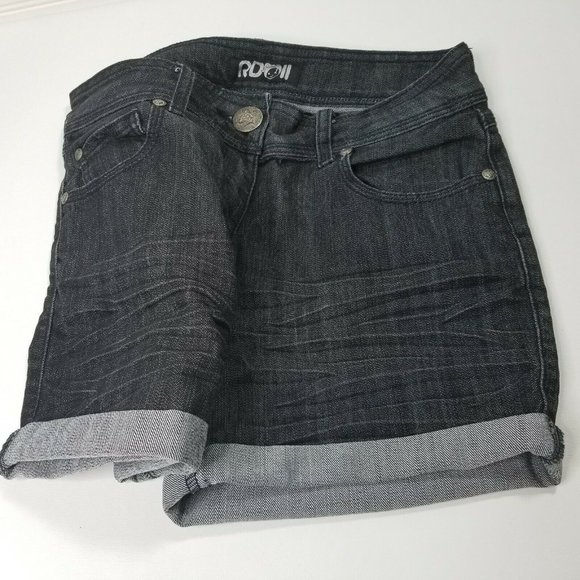 Black Denim Jean Shorts Rolled Cuff N27-0523PM - Picture 5 of 6